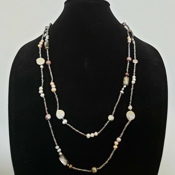 Stephen Dweck Multi-Hued Pearl & Faceted Tahitian MOP Necklace 42" - Picture 3 of 7